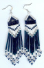 Montana Blue, White and Silver long fringe earrings